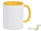 Preview: Color- Keramik- Kaffeebecher gelb / weiß inkl. personalisiertem Aufdruck