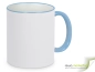 Mobile Preview: Ring- Keramik- Kaffeebecher hellblau - weiß inkl. individuellem Aufdruck