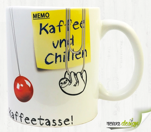 Kaffeetasse - Memo: Kaffee und Chillen - inkl. Wunschname