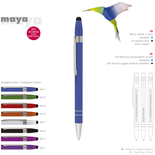 Prestige metal ballpoint pen MAYA TOUCH with touchpoint