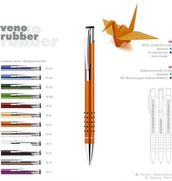 Prestige metal ballpoint pen VENO RUBBER